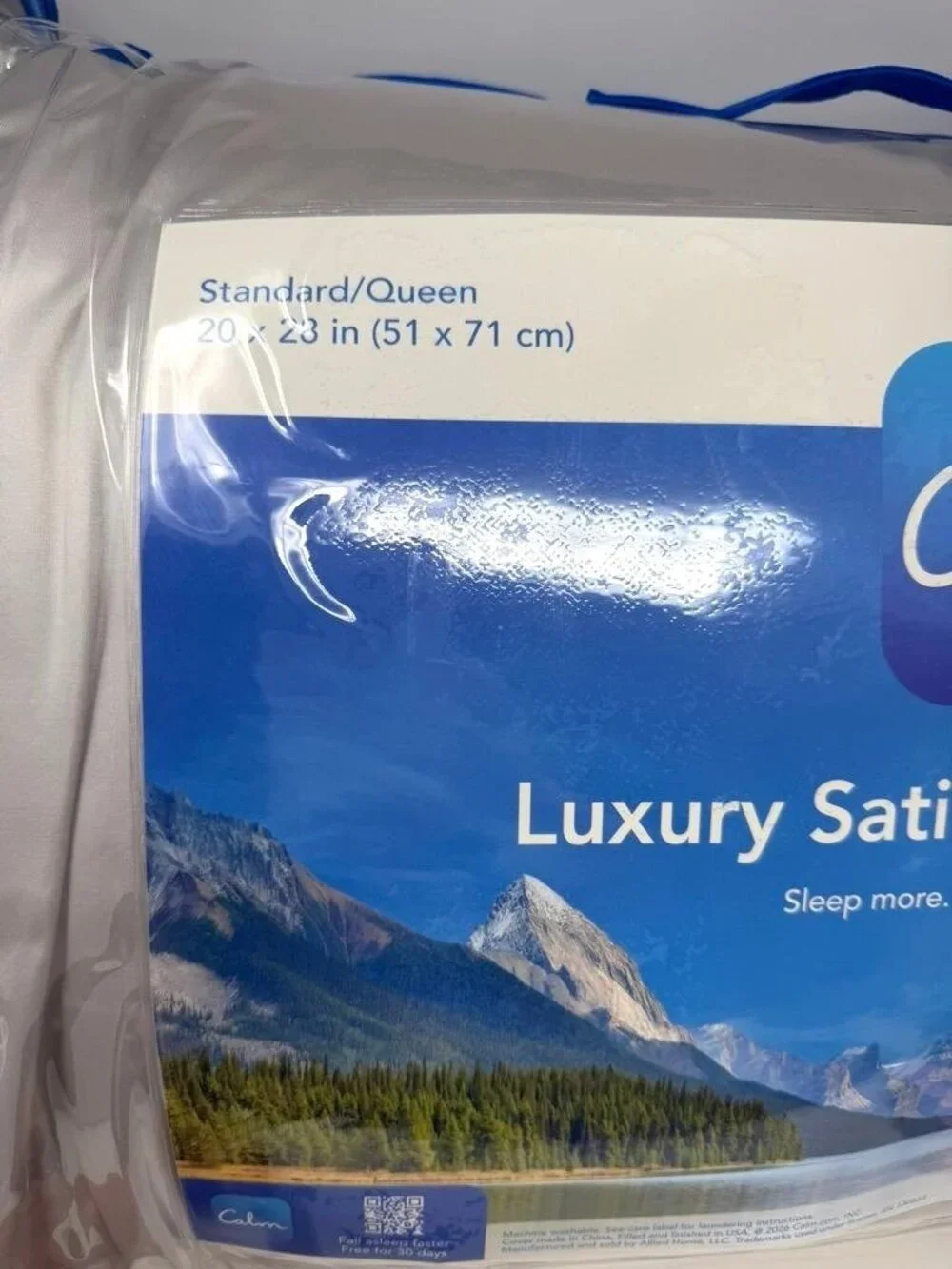 Calm Jumbo Medium Density Satin Bed Pillow Silver Hypoallergenic